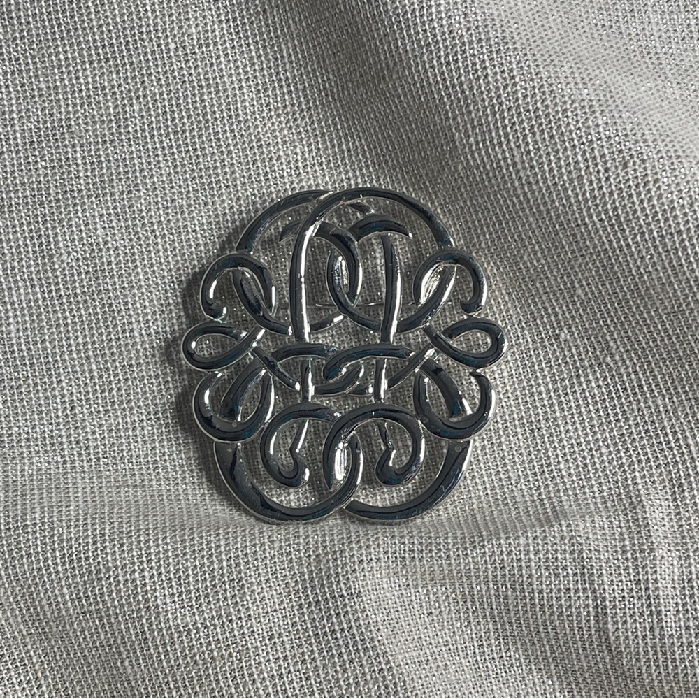 Silver Tone Logo or Knot Brooch/ Pendant
